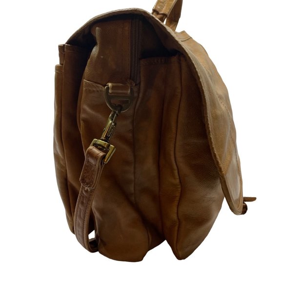 Handmade Light Brown Leather Messenger Bag - Picture 9 of 15